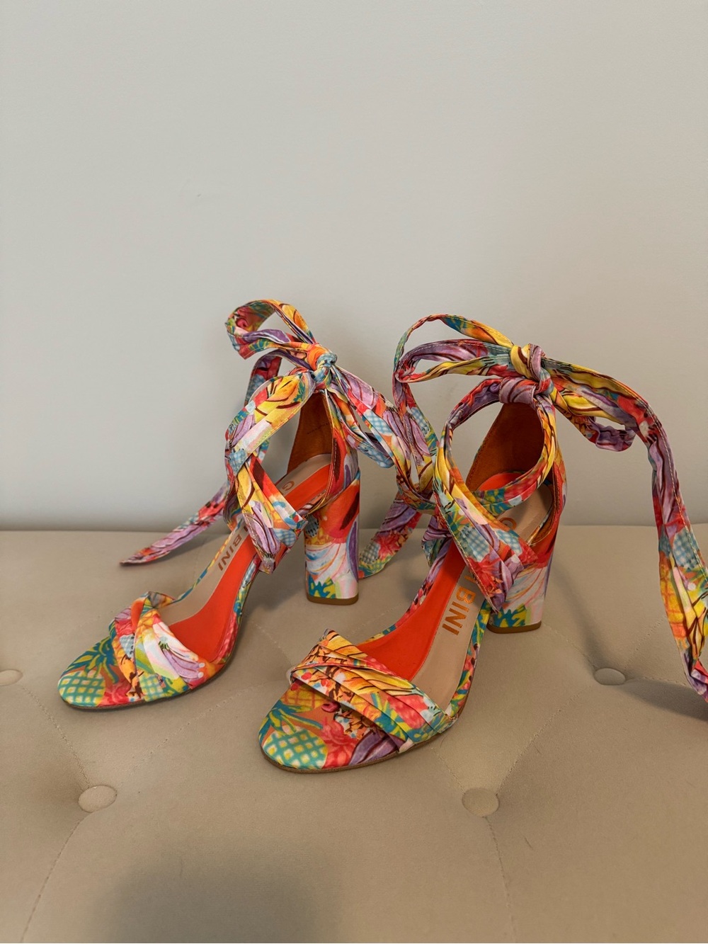 Gianni Bini Astraahh Printed Ankle-Wrap Block Heel Sandal
